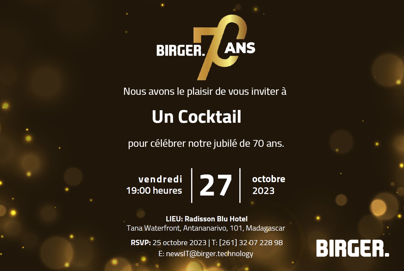 BIRGER. 70 ans Invitation