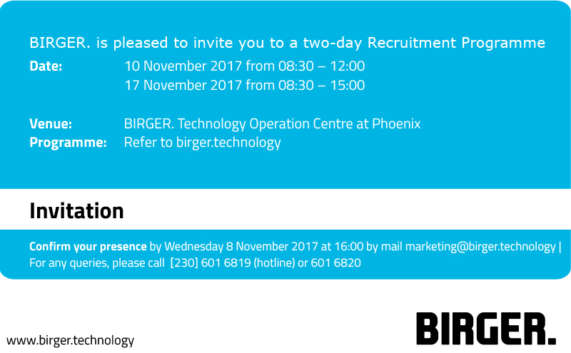 BIRGER. 2-Day Recruitment Programme